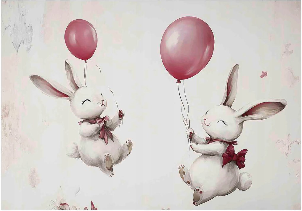 Gyerek Fotótapéta Nyulak Lufikkal Gyerekszoba Tapéta 250x175