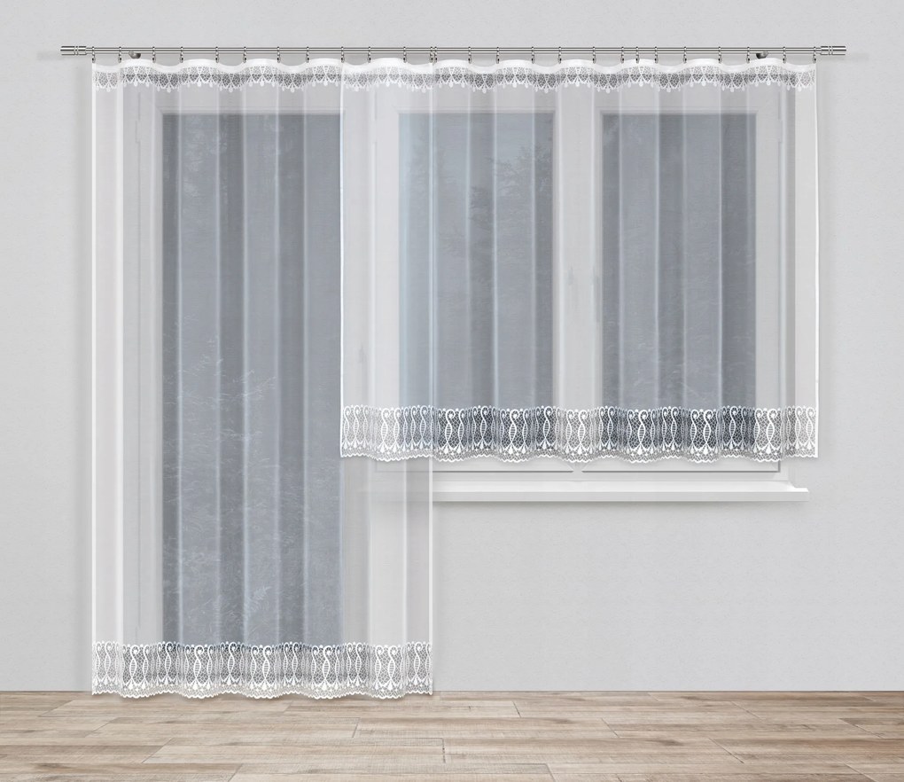 Tejszínű Kész Függöny Szalaggal, Hosszú Minta Az Alján 25771 200X250