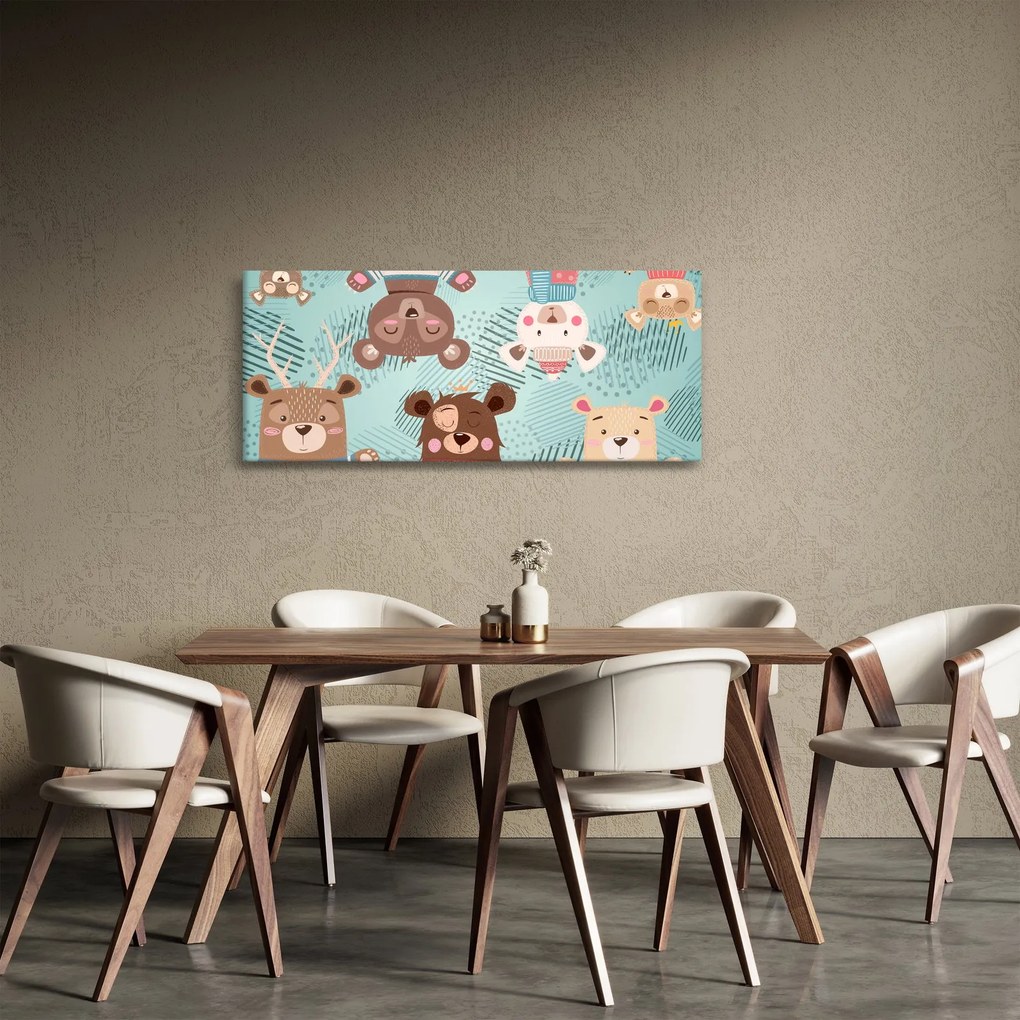 Kép - vidám mackók (120x50 cm)