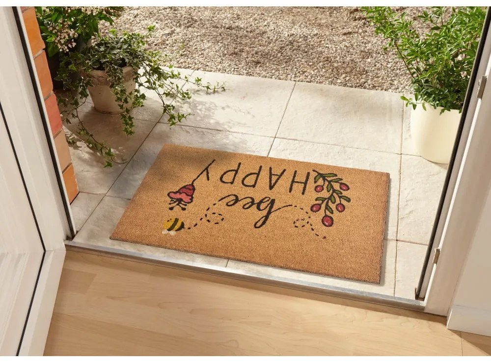 Kókuszrost lábtörlő 75x45 cm Bee Happy - Hanse Home
