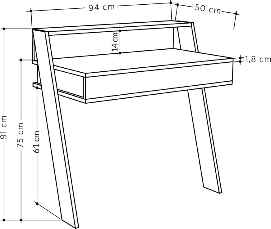 Cowork íróasztal, fehér, 94 cm