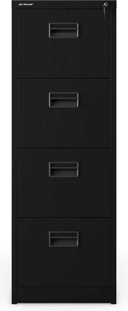 Fém iratszekrény 4 fiókkal, fekete, 460x1320x620 mm: SARA