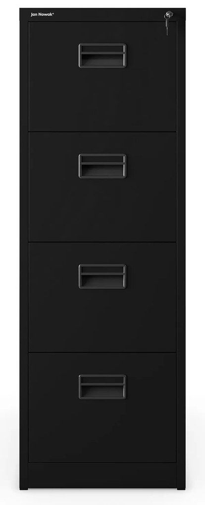 Fém irattartó szekrény, 4 fiókos SARA V4, 460 x 1320 x 620 mm, fekete