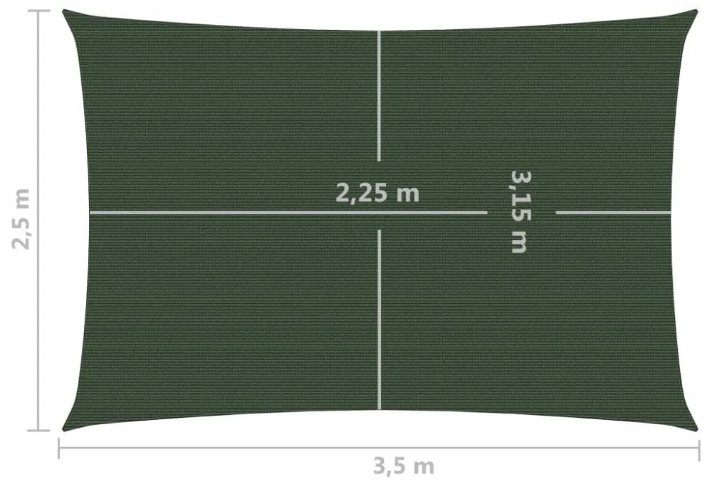 sötétzöld HDPE napvitorla 160 g/m² 2,5 x 3,5 m