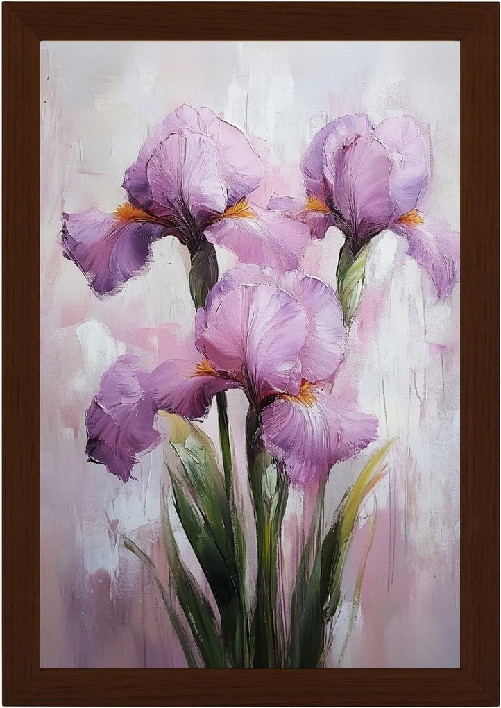 Poszter Keret Fa Természet Kert Rét Virágok Rózsaszín Írisz Csokor 40x60