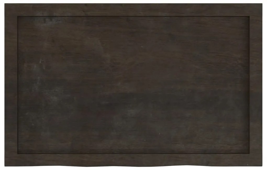 sötétbarna kezelt tömör fa fürdőszobai pult 80x50x(2-6) cm