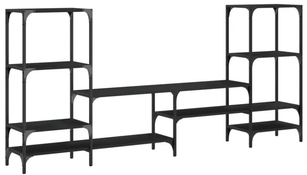 fekete szerelt fa TV-szekrény 206,5x28,5x95 cm