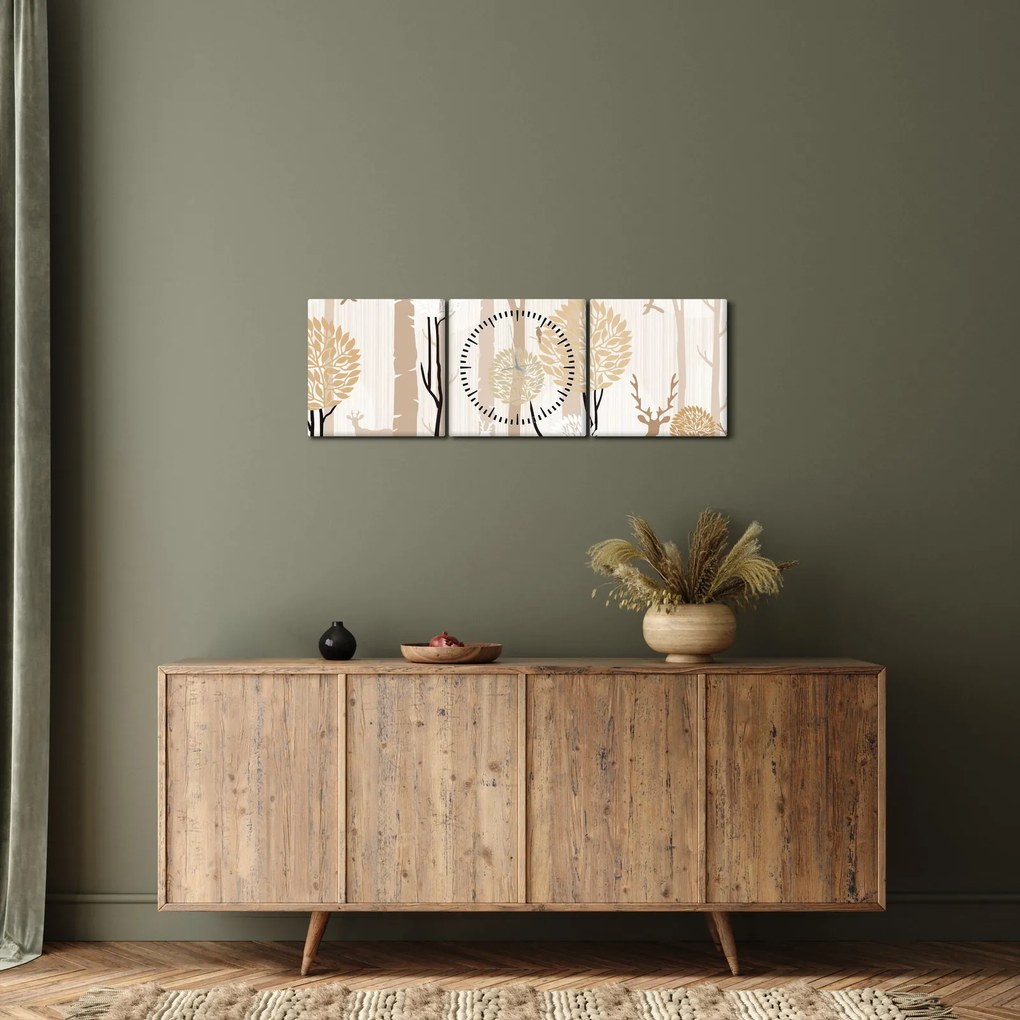 Kép - Illusztrált erdő (órával) (90x30 cm)