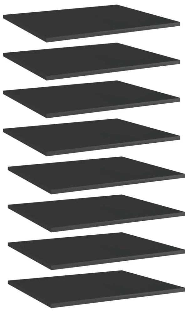 8 db magasfényű fekete szerelt fa könyvespolc 60 x 50 x 1,5 cm