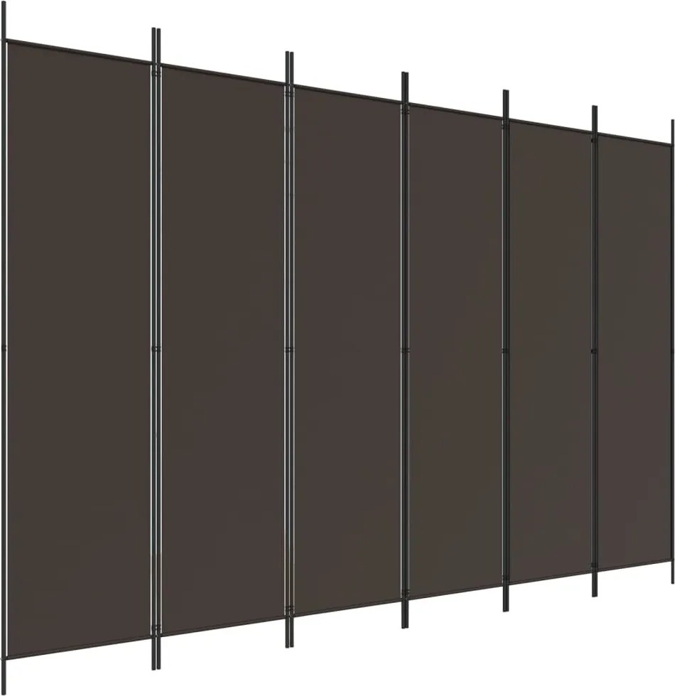 vidaXL 6 paneles barna szövet paraván 300x200 cm