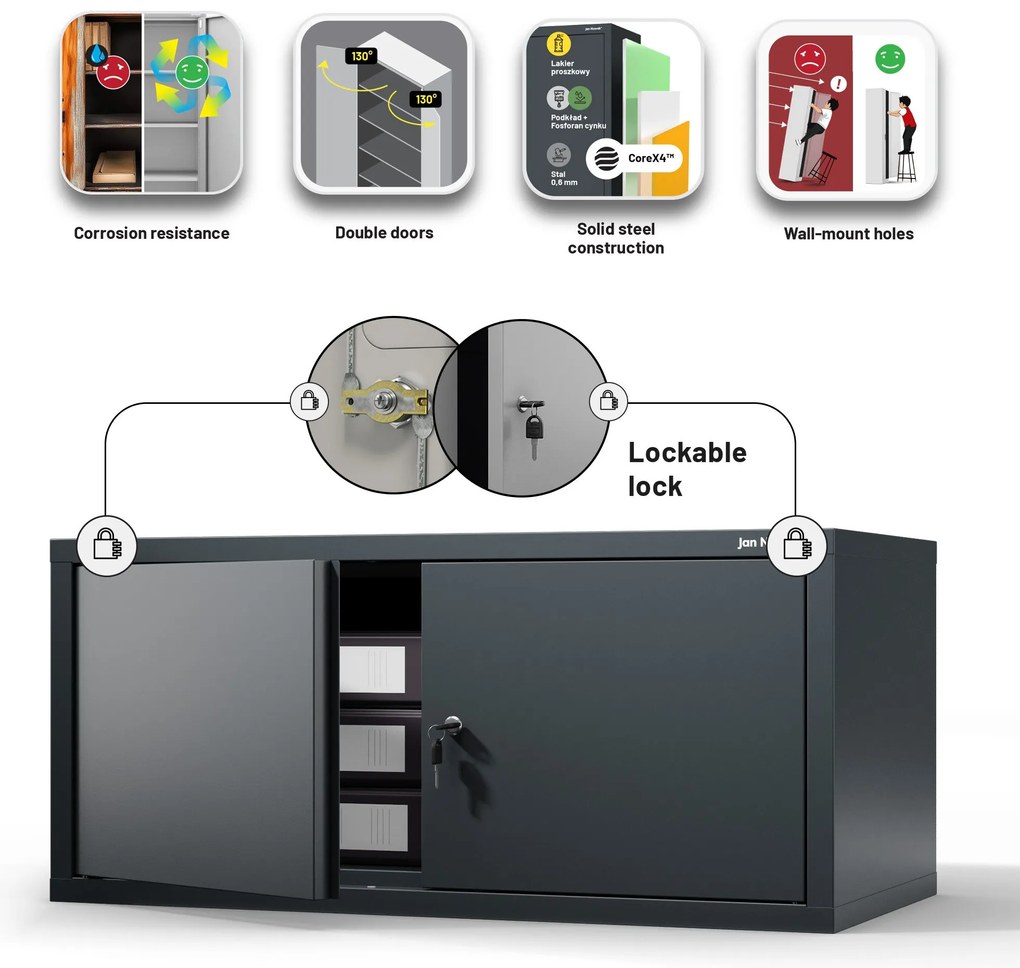 Moduláris felső szekrény EWA Compact 800 x 380 x 400 mm, antracit