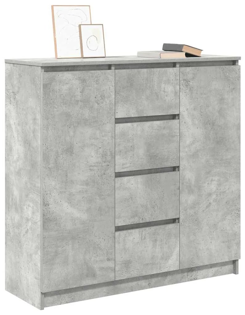 betonszürke szerelt fa tálalószekrény fiókos 100,5x35x98,5 cm