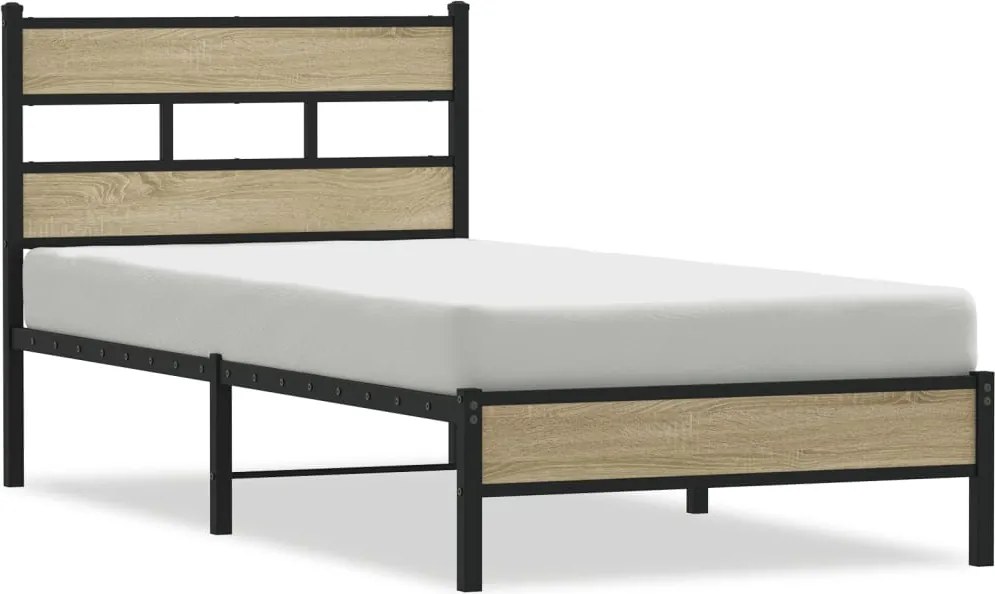 vidaXL sonoma tölgy színű szerelt fa ágykeret matrac nélkül 80x200 cm