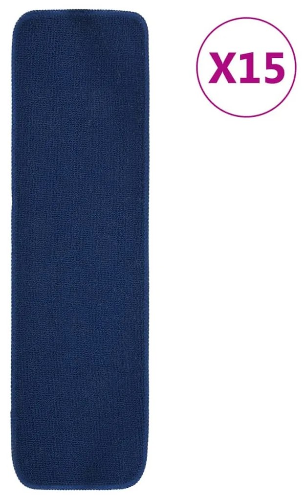 15 db sötétkék négyszögű csúszásmentes lépcsőszőnyeg 75 x 20 cm
