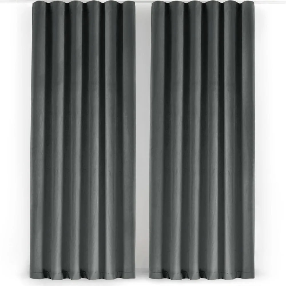 Sötétszürke bársony dimout (részleges sötétítő) függöny 265x250 cm Velto – Filumi