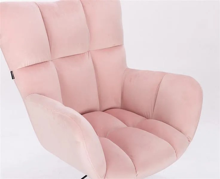 HR650K Púderrózsaszín modern velúr szék arany lábbal