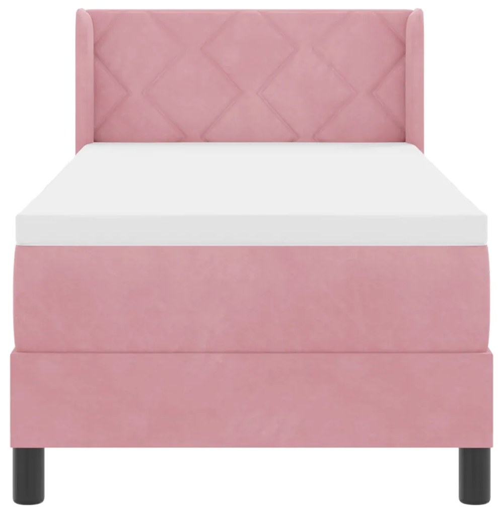 Boxspring Ágy Matrac Sötét Rózsaszín 80x200 cm Bársony