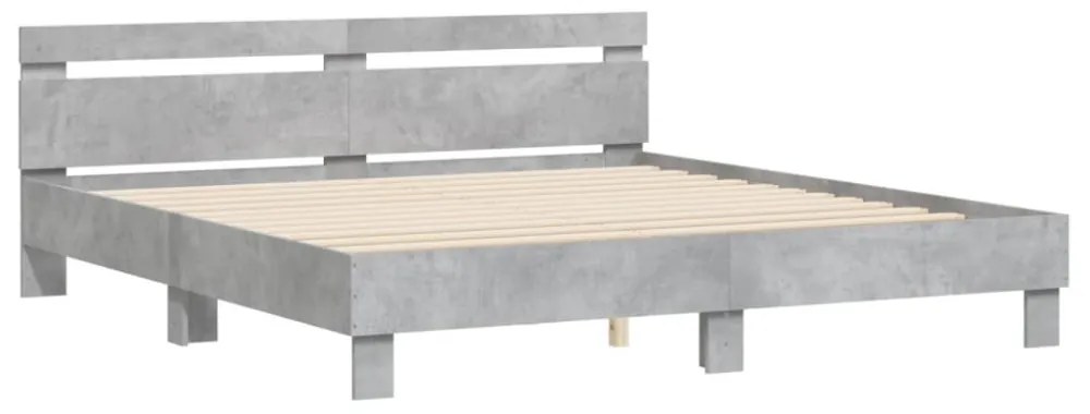 betonszürke szerelt fa ágykeret fejtámlával 160x200 cm