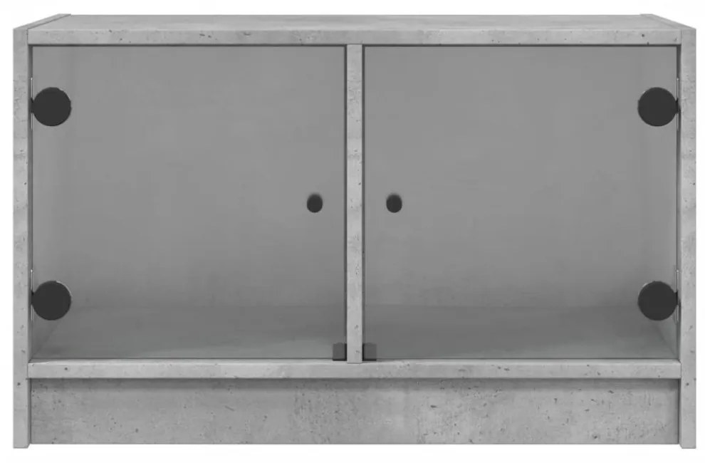 betonszürke TV-szekrény üvegajtókkal 68x37x42 cm