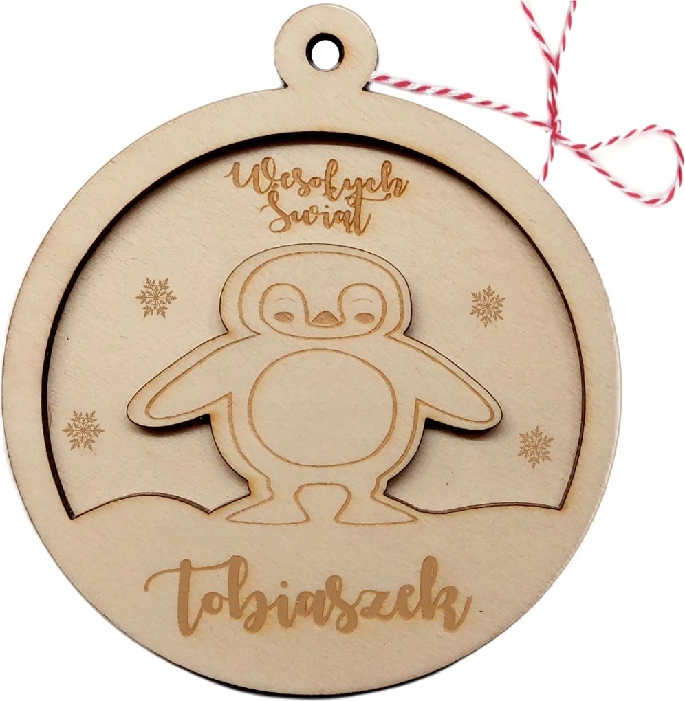 Fa Karácsonyfadísz Névfelirattal Karácsonyi Ajándék Pingvin