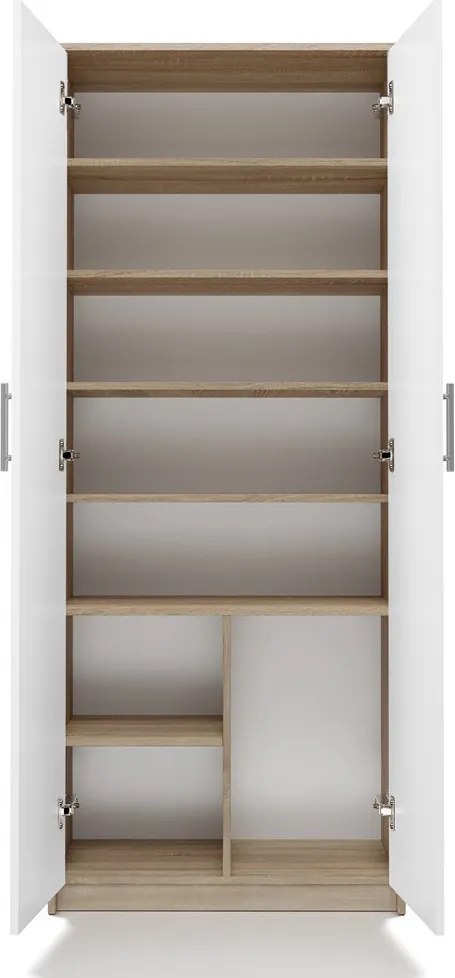 Oliv 2D könyvespolc, irodai szekrény, sonoma-fehér