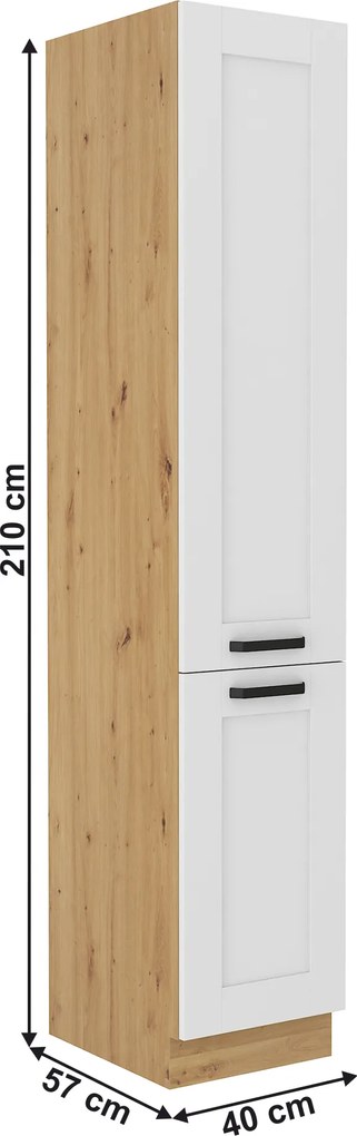 Magas szekrény, fehér/artisan tölgy, LULA 40 DK-210 2F