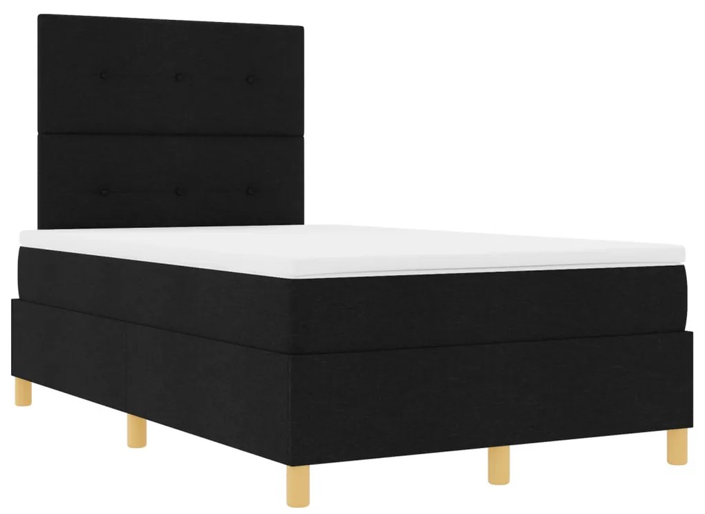 Boxspring ágy matraccal és LED világítással fekete 120x190 cm szövet