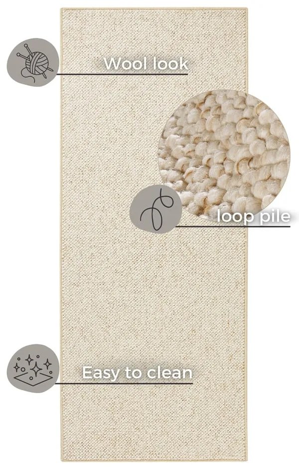 Krémszínű futószőnyeg 80x200 cm Wolly – BT Carpet