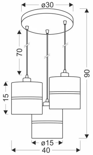 Csillár zsinóron ASSAM 3xE27/60W/230V fekete