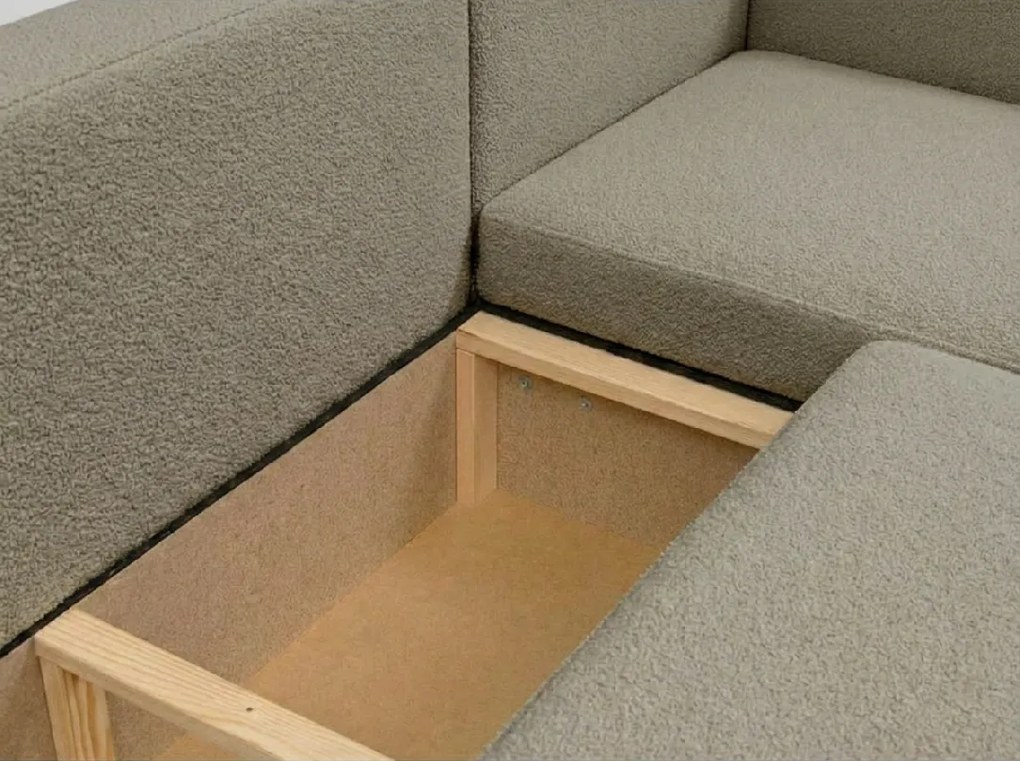 U alakú kinyitható kanapé SMART BOUCLE 303x143 cm, szürkésbarna