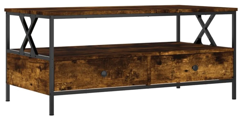 Füstös tölgy színű szerelt fa dohányzóasztal 100 x 51 x 45 cm