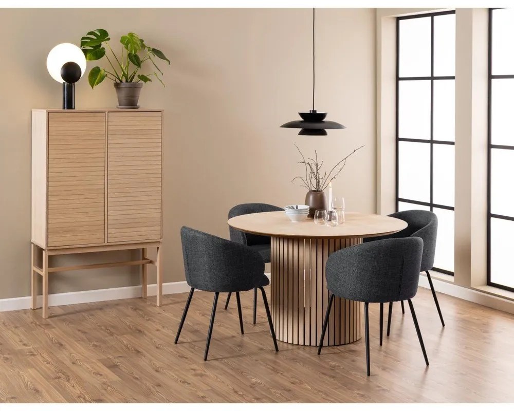 Kerek étkezőasztal tölgyfa dekoros asztallappal ø 120 cm Linley – Actona