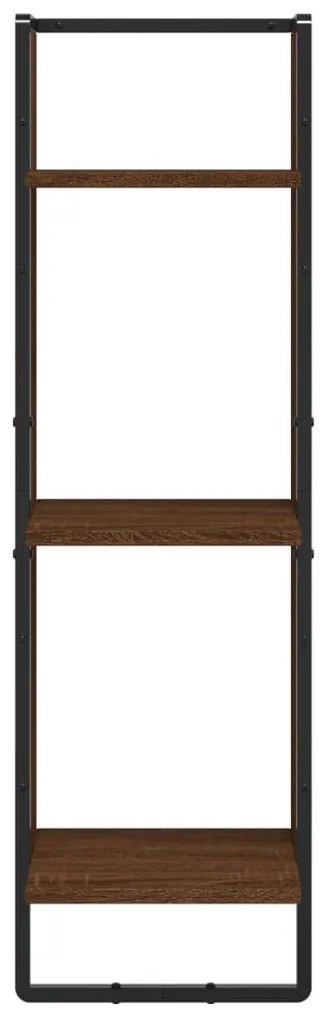 3 szintes barna tölgy színű szerelt fa fali polc 30x25x100 cm
