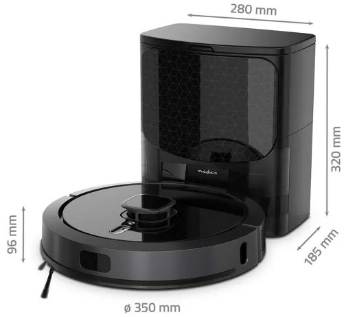Nedis WIFIVCL002CBK - Intelligens robotporszívó felmosóval Wi-Fi Tuya fekete + távirányító