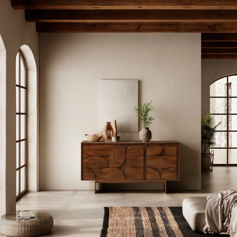 Barna mangófa komód 145x76x40 cm Trisha – MOME