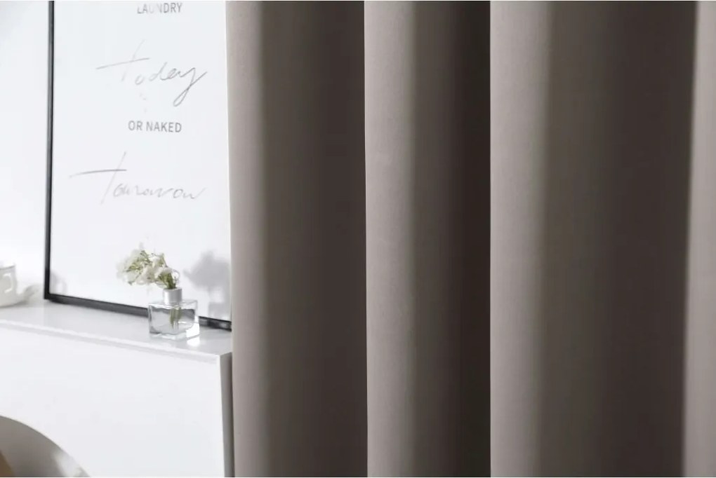 Függöny OXFORD 140x270 cm, szürkésbarna Felfüggesztés: Hullámos sínszalag