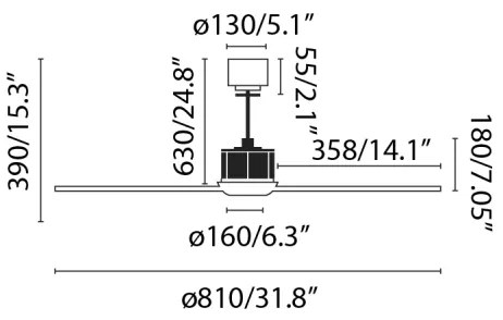 FARO 33425 - JUST FAN mennyezeti ventilátor 81 cm átmérő + DO