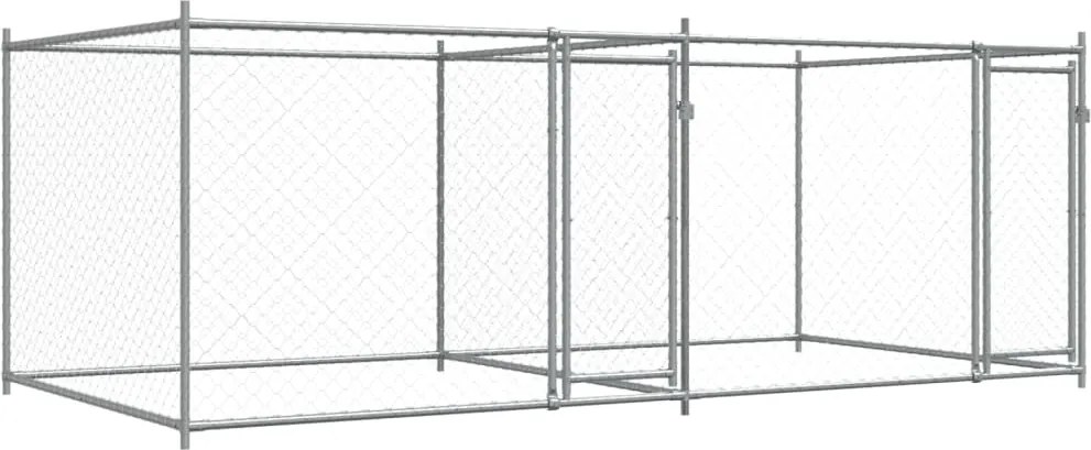 vidaXL szürke horganyzott acél kutyaketrec ajtókkal 4 x 2 x 1,5 m