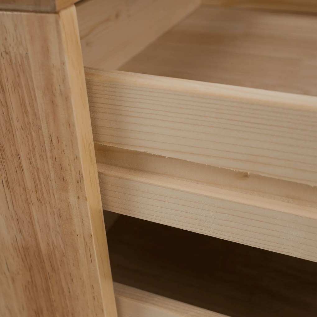 Éjjeliszekrény, masszív fa, természetes, BRUNI