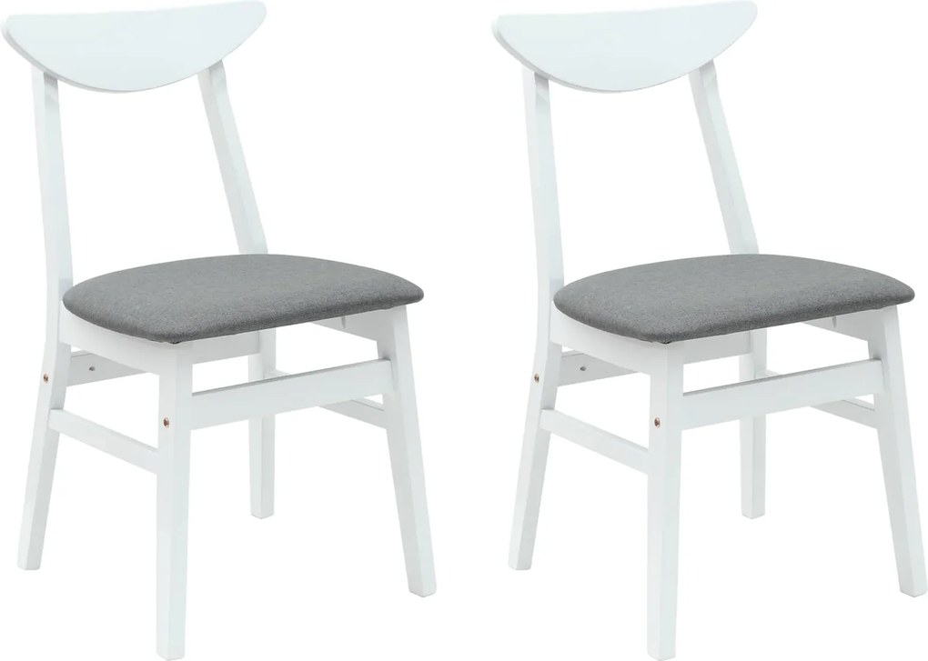 vidaXL Étkező Székek 2 pcs Fehér 42 x 47.5 x 81 cm Tömör Gumi Fa