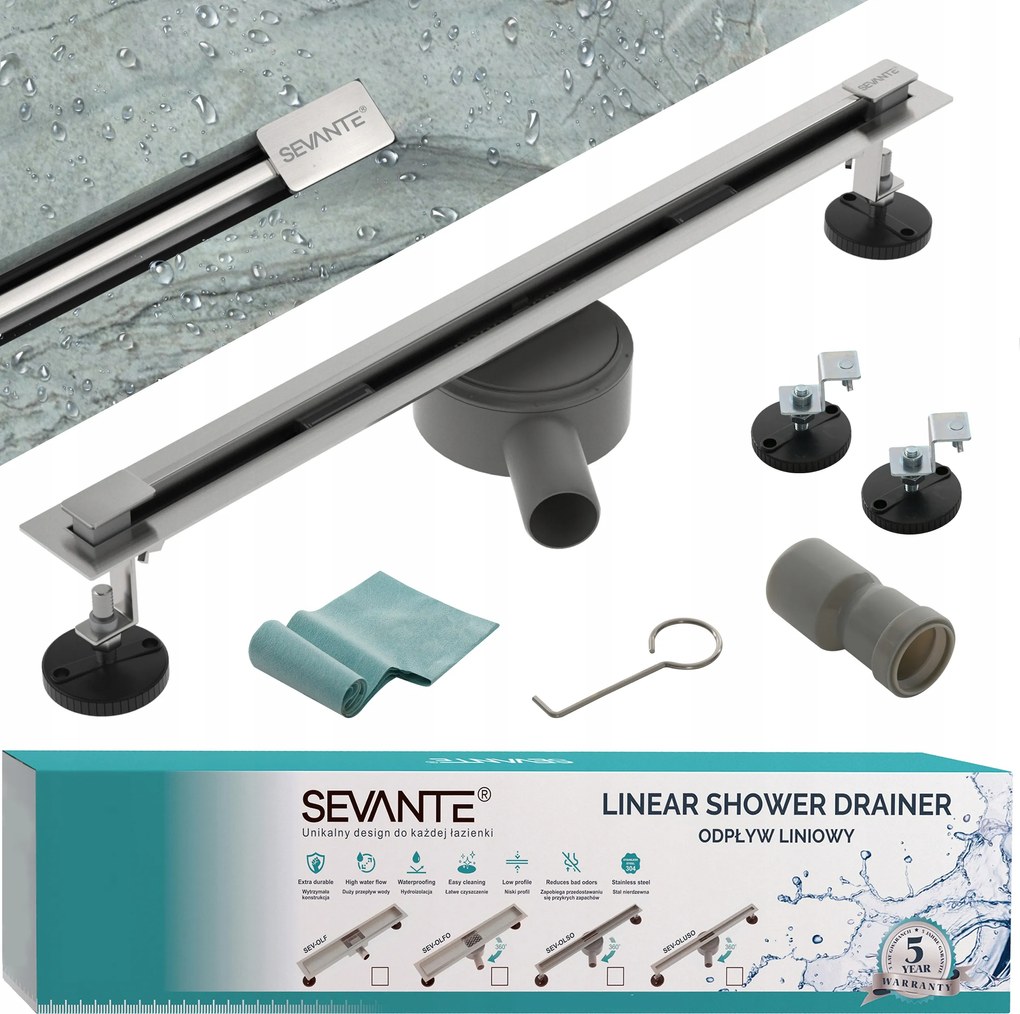 Lineáris lefolyó Ultra Slim 60 cm forgatható inox szifon acél nagy áteresztőképesség