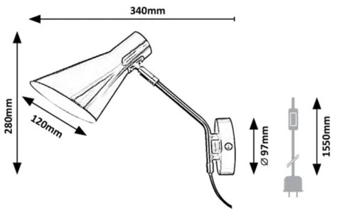 Rabalux 4504 - Fali lámpa ALFONS 1xE27/25W/230V