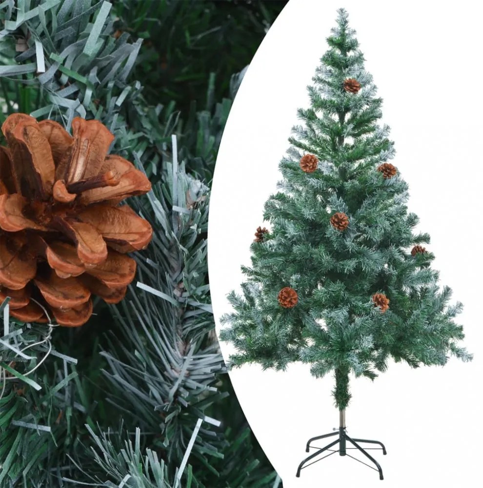 zúzmarás megvilágított karácsonyfa gömb szettel/tobozzal 150 cm