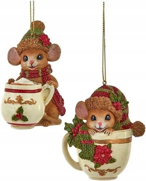 Karácsonyi dísz Egér bögrében 1 db