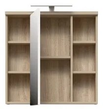 VENOM falra szerelhető fürdőszobaszekrény tükörrel, fehér/sonoma tölgy