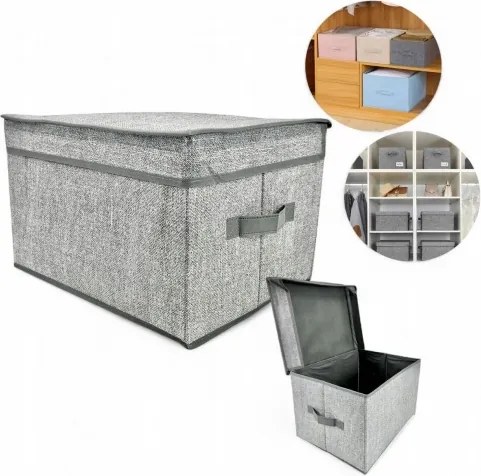 Organizer textil Doboz 40 x 30 x 25 cm fedővel Gardróbszekrényhez