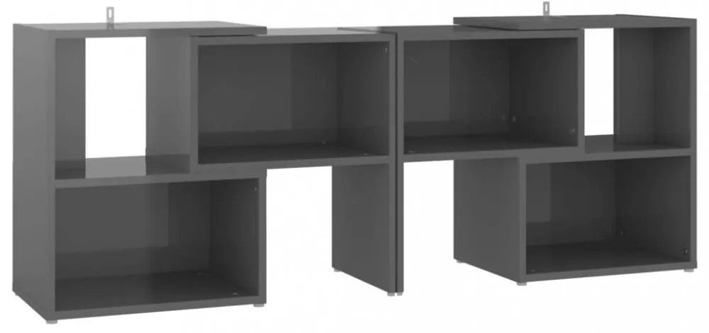 magasfényű szürke szerelt fa TV-szekrény 104 x 30 x 52 cm