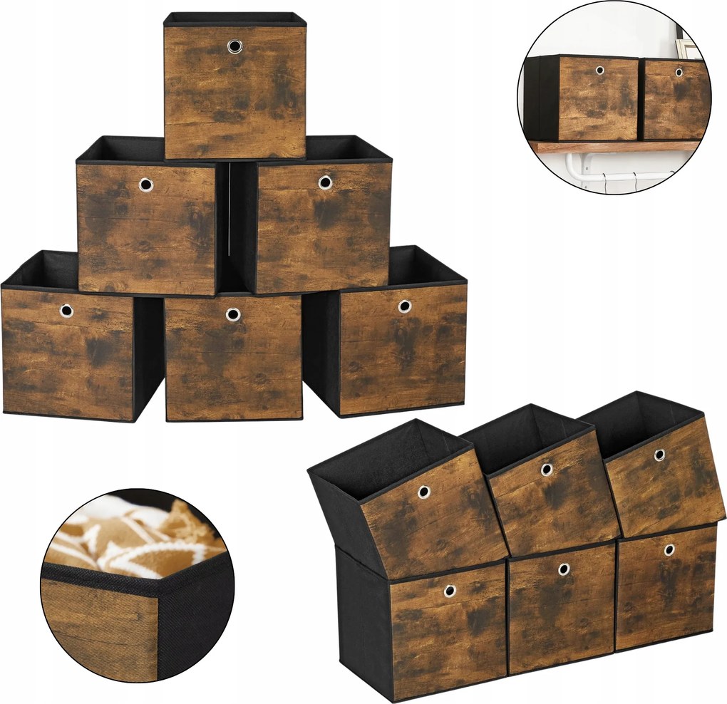 Tároló dobozok, 6 db-os szett Loft tároló doboz