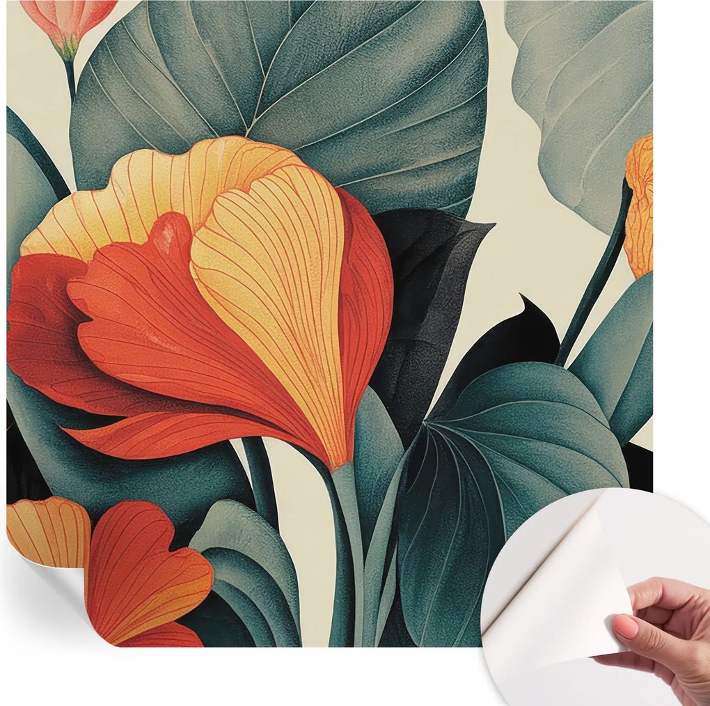 Öntapadós Stílusos Dekoratív Fotótapéta Színes virágok 250x250 cm