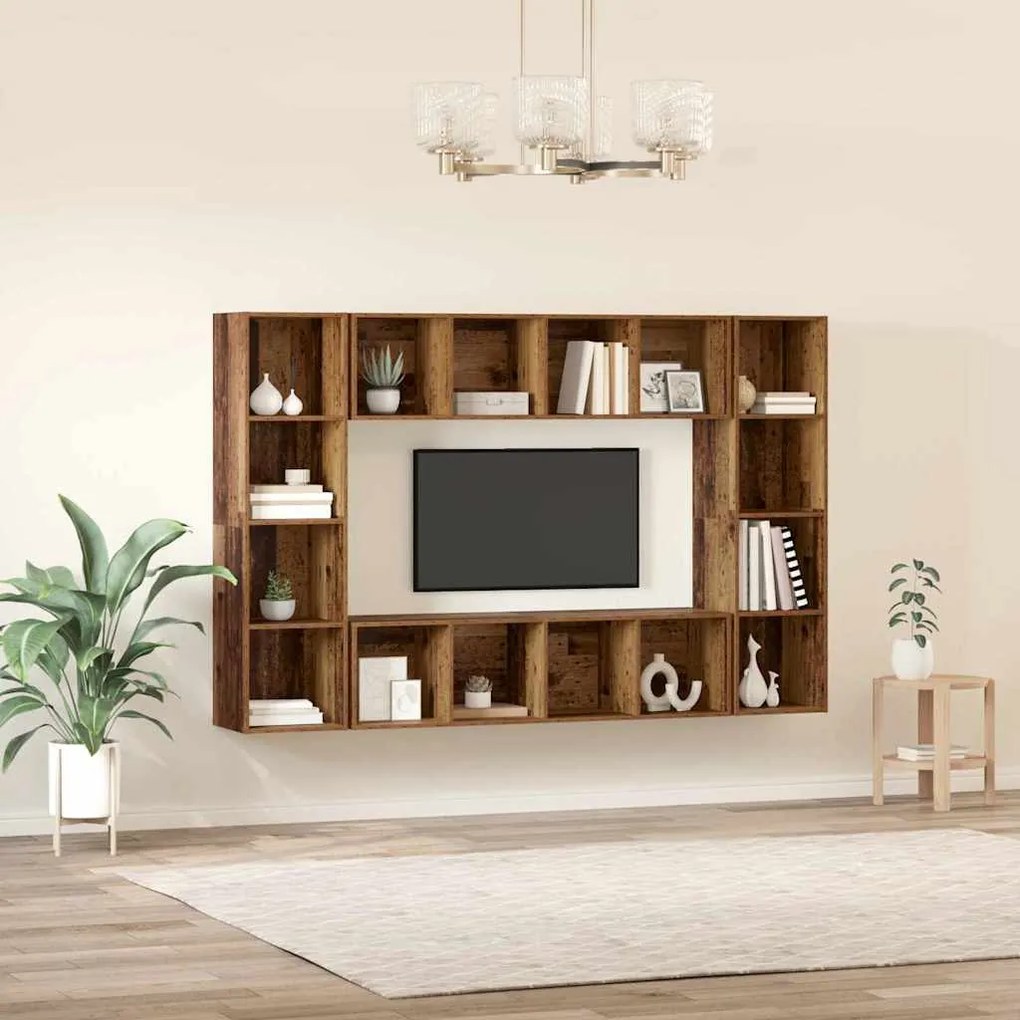 TV szekrény 4 pcs Barna 37 x 37 x 142.5 cm Faanyag